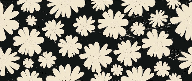 Sencillo estampado floral abstracto en blanco y negro Patrón elegante Perfecto para decorar un testículo