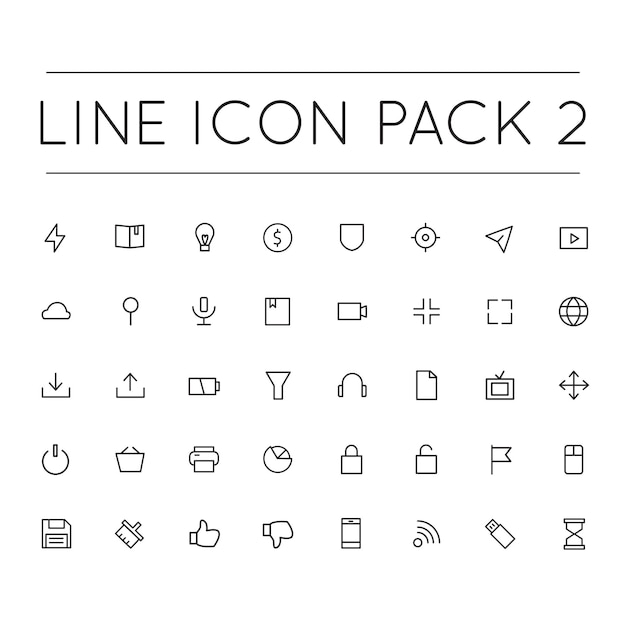 sencillo minimalista lindo icono de línea paquete 2 aplicación de negocios ui ux