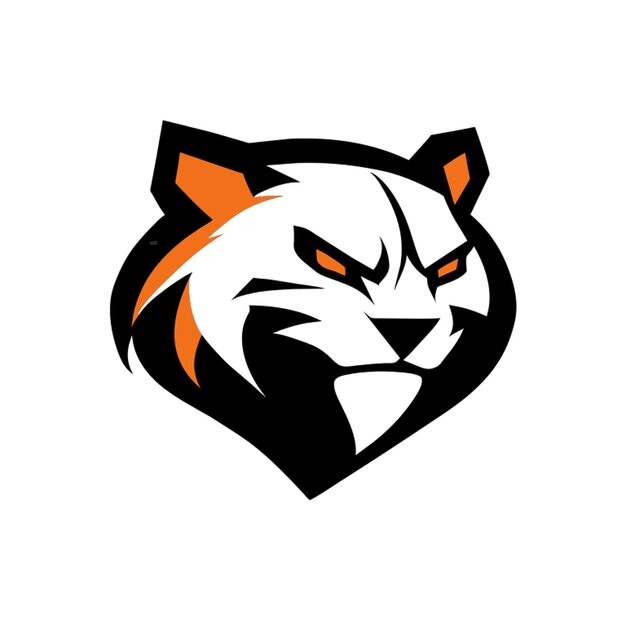 sencillo, minimalista, en negrita, logotipo de tigre enojado, mascota, diseño de ilustración vectorial para la identidad de la marca