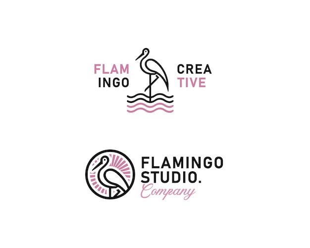 sencillo minimalista spa hotel boutique hotel flamingo pájaro plantilla de logotipo para empresa de negocios