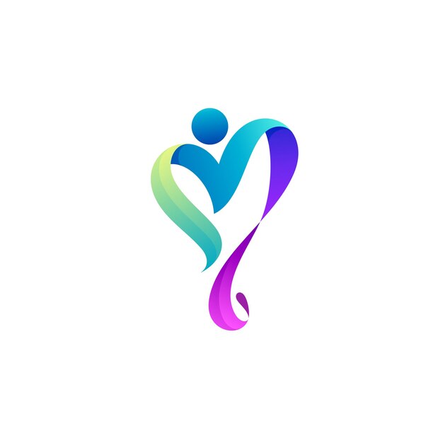 sencillo modelo de logotipo de cuidado de amor diseño de caridad unidad social