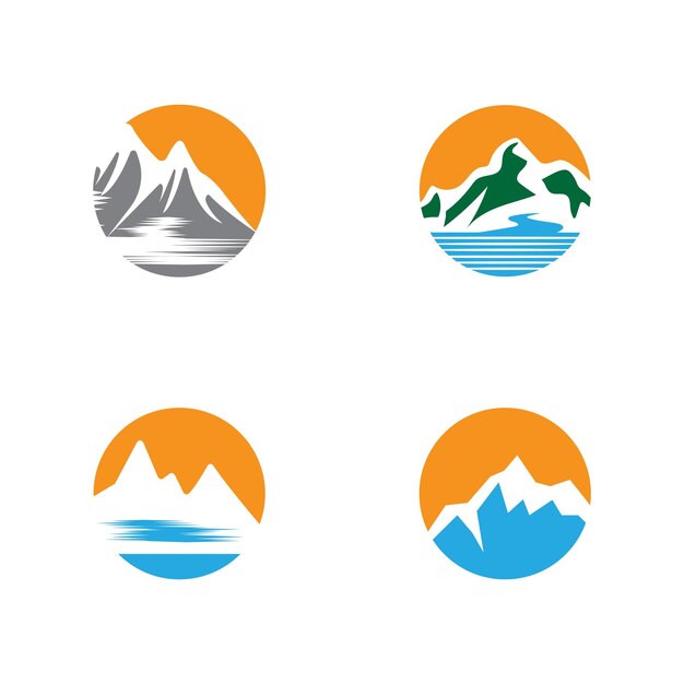 Sencillo y moderno paisaje de montaña con diseño de logotipo vector rocky ice top mount peak silueta