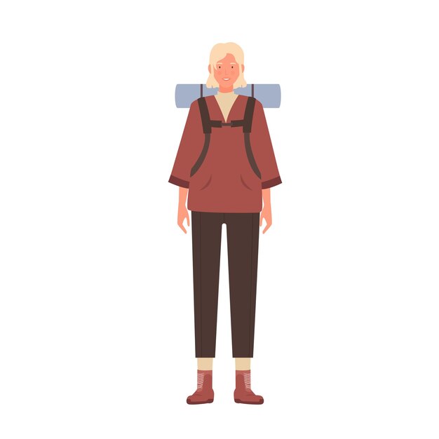 Senderismo mujer con mochila de viaje