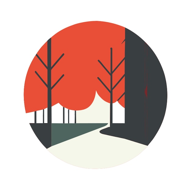 sendero de hojas en el bosque ilustración vectorial plano 2
