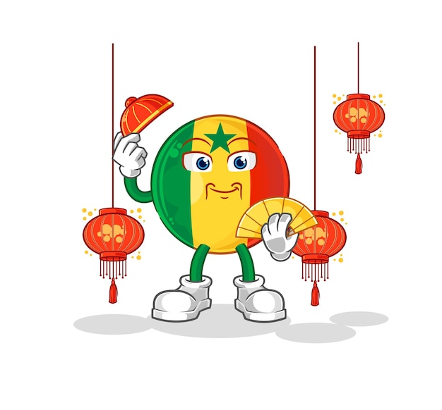 Senegal chino con linternas ilustración vector de caracteres