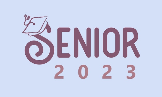 Senior 2023 cita de graduación tipografía retro sublimación svg con fondo de cielo azul