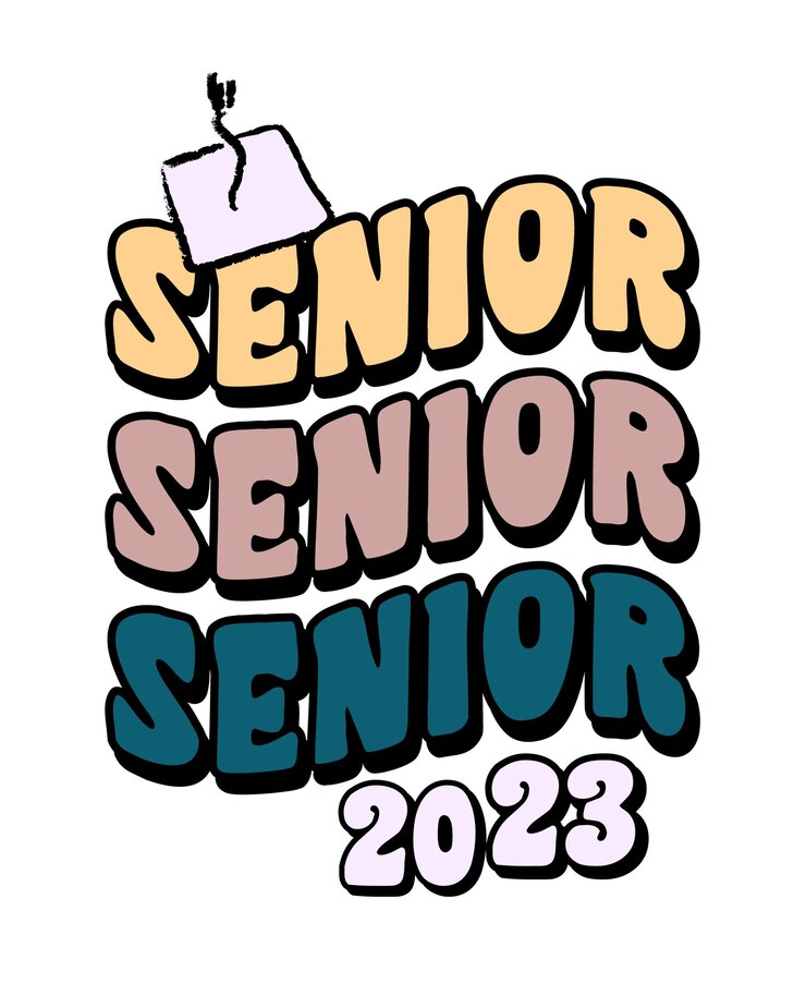Vector senior 2023 graduación cita retro tipografía maravillosa sublimación svg sobre fondo blanco