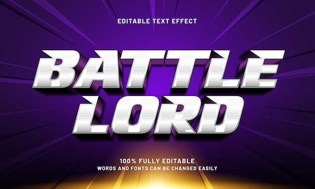 Señor de la batalla efecto de texto editable con un estilo de texto de caballero y rey