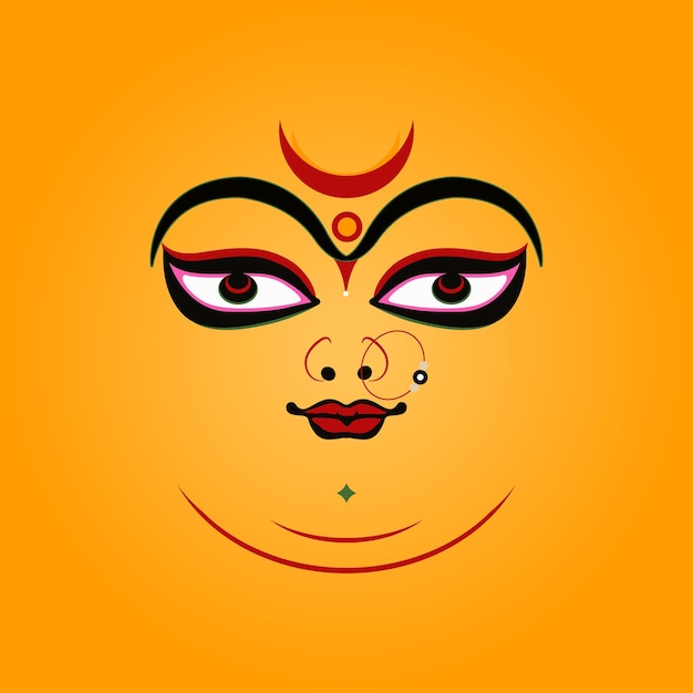 El señor Durga en la ilustración de vector de cara de estilo Kolkata