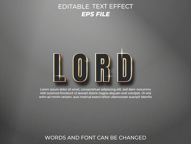 señor efecto de texto fuente tipografía editable plantilla de vector de texto 3d