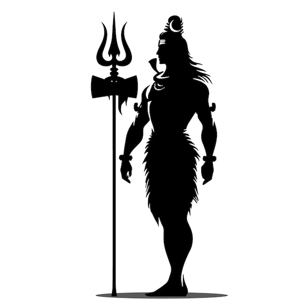Señor Shiva Mahadev Dios Hindú Silueta Vector Ilustración