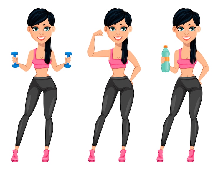 Vector señora bastante deportiva, mujer atractiva fitness