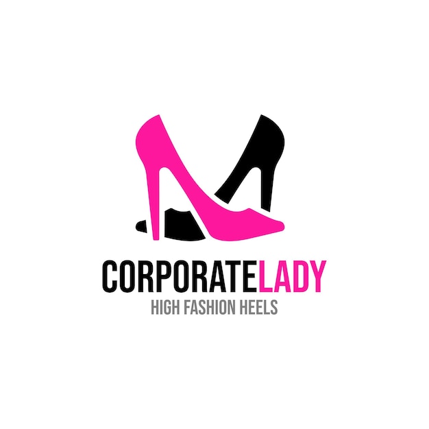 Señora corporativa en negocios con plantilla de diseño de logotipo de zapatos de tacón de moda