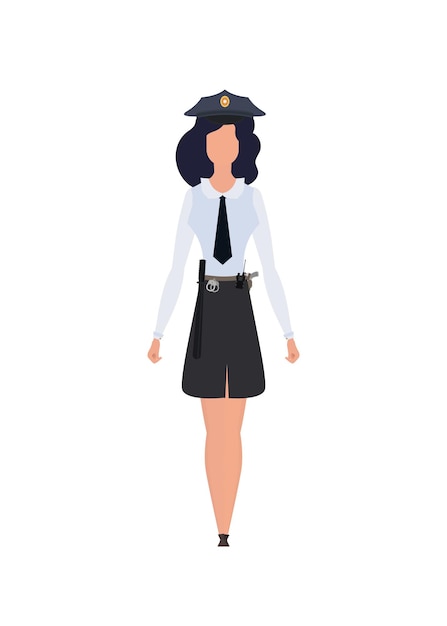 Señora oficial de policía en uniforme ilustración vectorial aislado