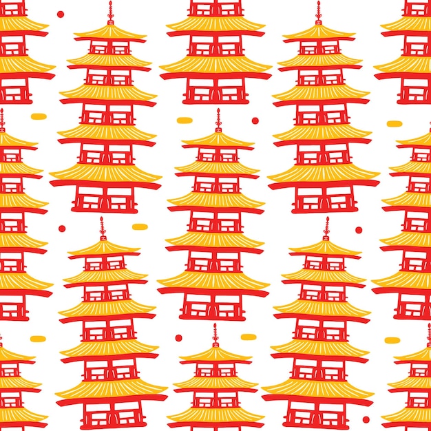 Sensoji temple seamless pattern en estilo de diseño plano