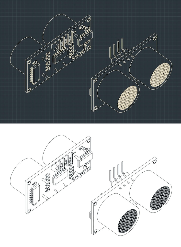 Vector sensor ultrasónico para dibujos de robótica