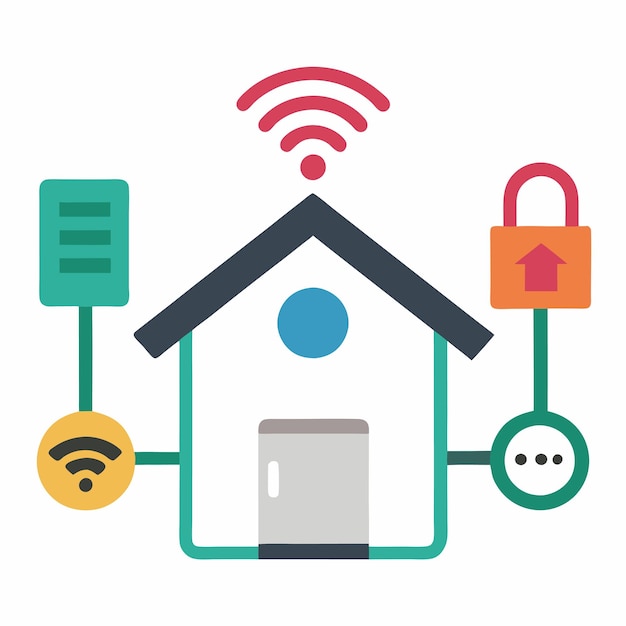 Sensores de monitoreo de hogares inteligentes y iconos de alertas