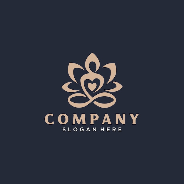 Sentado con el icono del corazón en lotus pose yoga