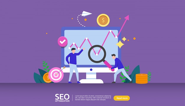 Vector seo concepto de optimización de motores de búsqueda