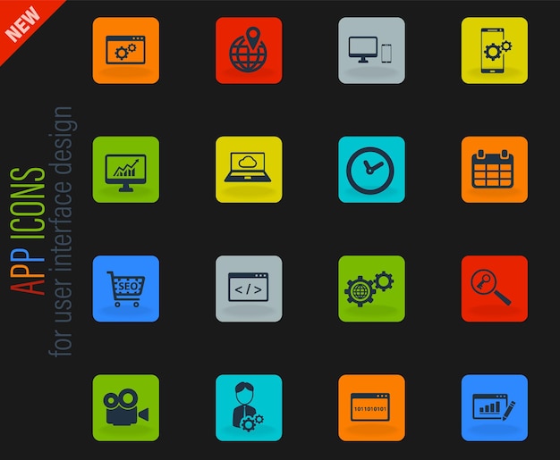 SEO y desarrollo simplemente iconos