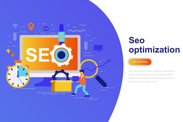 Seo optimización moderna plana concepto banner web