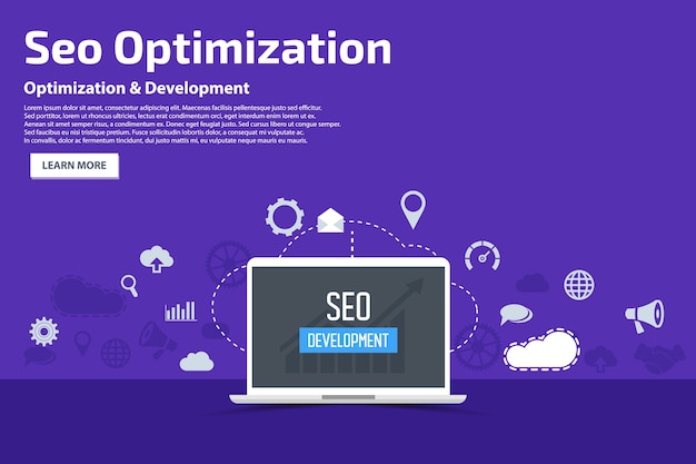 Seo optimization flat icons banner plantilla concepto