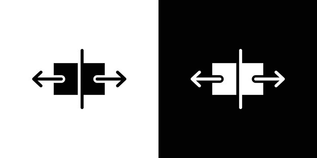 Separación de flecha en dos partes icono conjunto de vector de logotipo