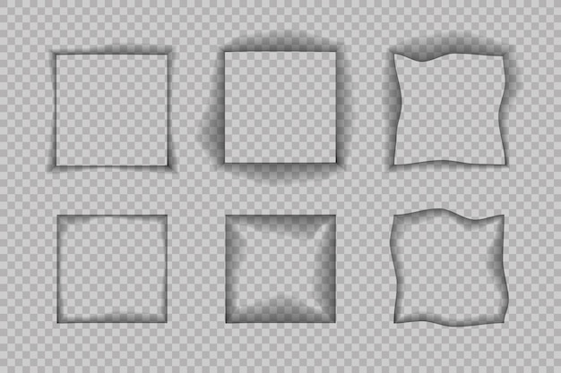 Vector separador de página con sombras transparentes aisladas juego de vectores de separación de páginas ilustración realista de sombra transparente