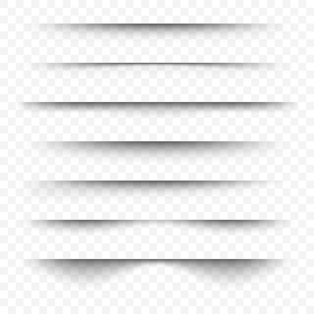 Separador de páginas Conjunto transparente y realista de efectos de sombra de papel