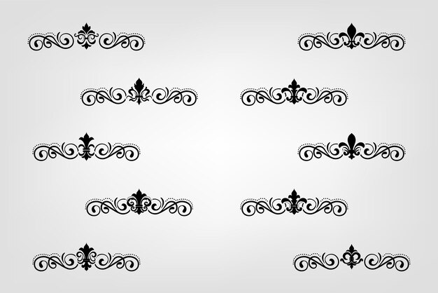 Separador de texto Decoración barroca Divisor de libros Tipografía ornamento elementos de diseño formas divisorias antiguas Ilustración de bordes