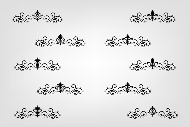 Separador de texto Decoración barroca Divisor de libros Tipografía ornamento elementos de diseño formas divisorias antiguas Ilustración de bordes