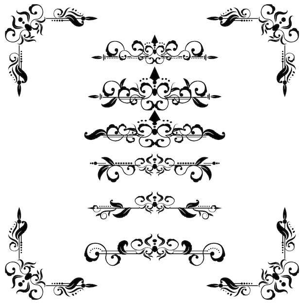 Separador de texto Divisor de decoratice Tipografía de libro Elementos de diseño de adorno Formas divisorias de la vendimia Ilustración de borde