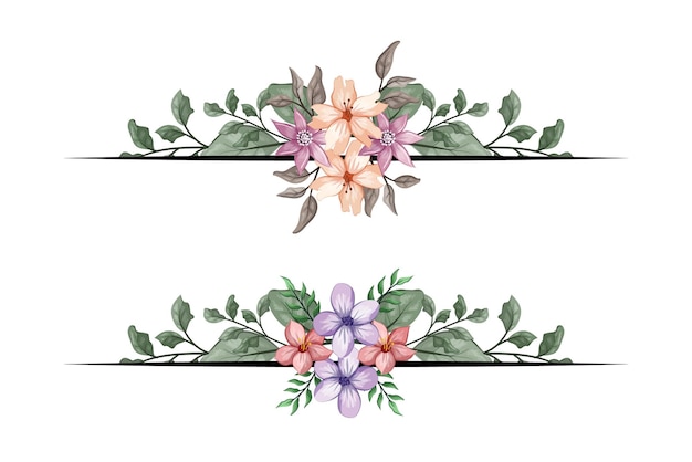 El separador de texto de la esquina de la vegetación floral de las flores agrega un texto de encuadre elegante en las invitaciones
