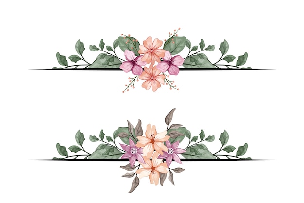 El separador de texto de la esquina de la vegetación floral de las flores agrega un texto de encuadre elegante en las invitaciones
