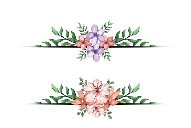 El separador de texto de la esquina de la vegetación floral de las flores agrega un texto de encuadre elegante en las invitaciones