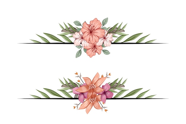 El separador de texto de la esquina de la vegetación floral de las flores agrega un texto de encuadre elegante en las invitaciones
