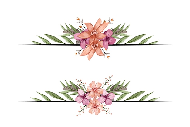 El separador de texto de la esquina de la vegetación floral de las flores agrega un texto de encuadre elegante en las invitaciones