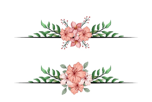 El separador de texto de la esquina de la vegetación floral de las flores agrega un texto de encuadre elegante en las invitaciones