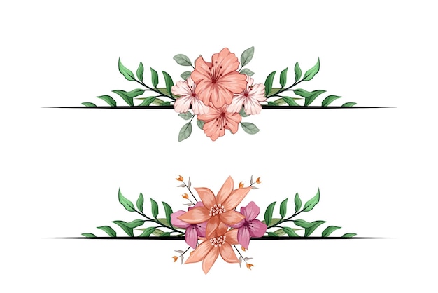 El separador de texto de la esquina de la vegetación floral de las flores agrega un texto de encuadre elegante en las invitaciones