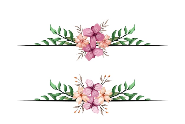 El separador de texto de la esquina de la vegetación floral de las flores agrega un texto de encuadre elegante en las invitaciones