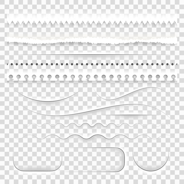 Vector separadores decorativos de papel blanco.