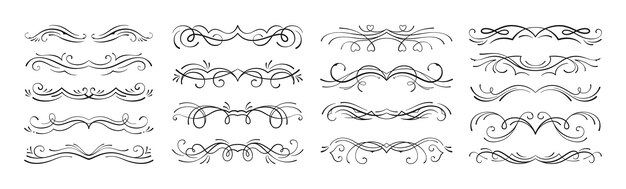Separadores de líneas clásicos divisores de caligrafía conjunto de libros decorativos adornos vintage vector de decoración