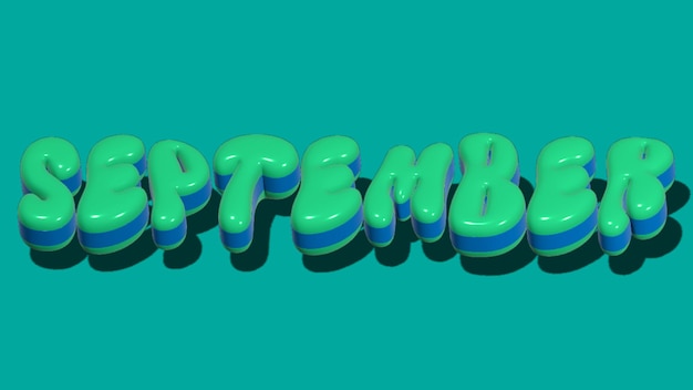 September month calender 3d lettering