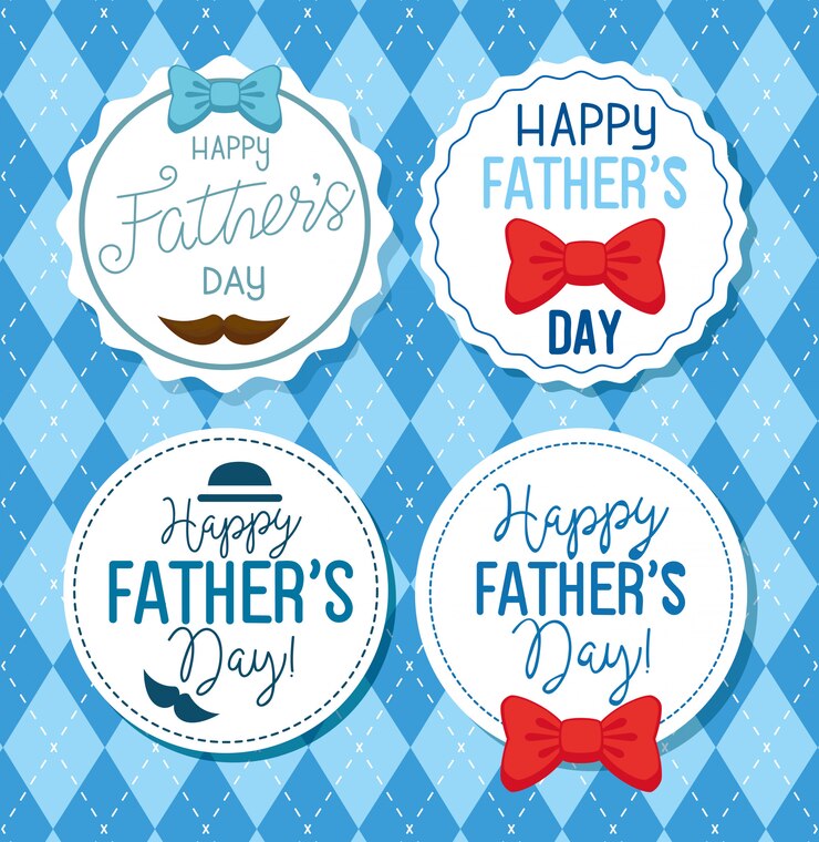 Vector ser tarjetas de feliz dia del padre con decoracion