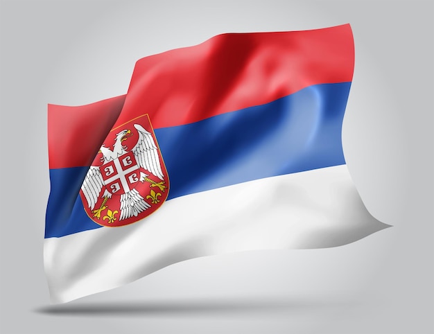 Serbia, vector 3d bandera aislada sobre fondo blanco