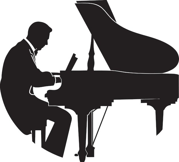 Vector serenading pianista diseño vectorial piano sonata virtuoso icono negro