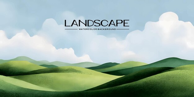 A serene stylized landscape with rolling hills