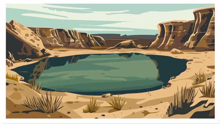 Vector serenidad en el desierto impresionante paisaje natural con lago