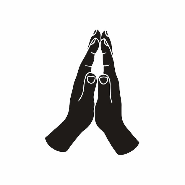 Los seres humanos plegaron la mano para rezar sobre fondo blanco Ilustración de Vector de gesto de mano