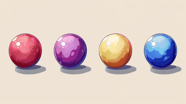 Vector una serie de bolas de colores con una que dice la que está en el medio